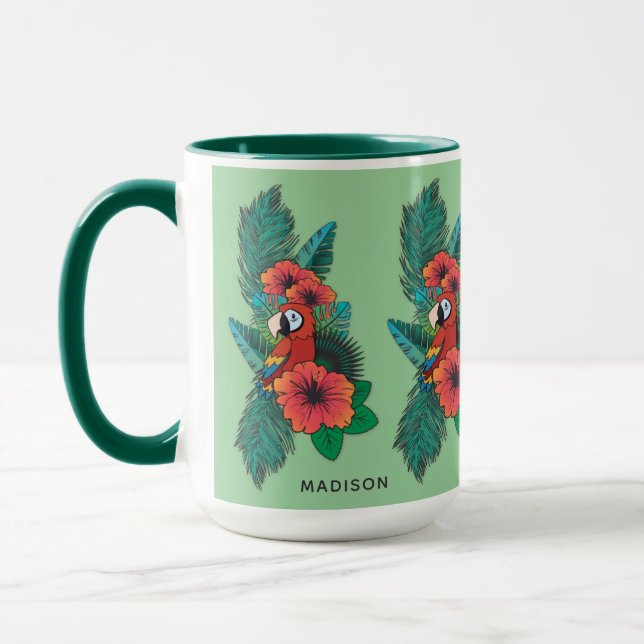 Caneca Nome personalizado Papagaio tropical (Esquerda)