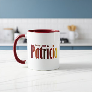 Caneca Nome personalizado "Patricia" em matizes vermelhos
