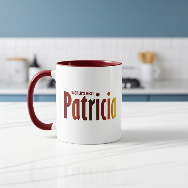 Caneca Nome personalizado "Patricia" em matizes vermelhos (Criador carregado)