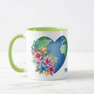 Caneca Nome Personalizado Planeta Terra Coração