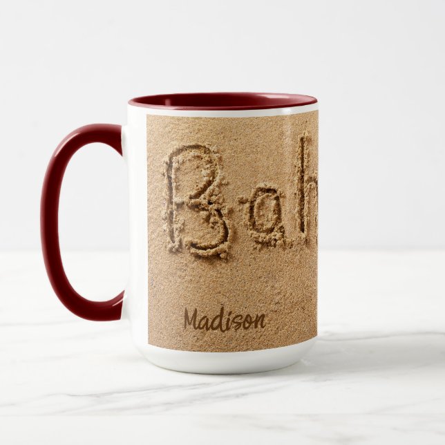 Caneca Nome Personalizado Praia das Bahamas (Esquerda)