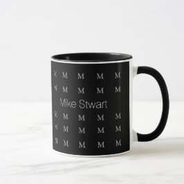 Caneca nome personalizado preto e branco / personalizado