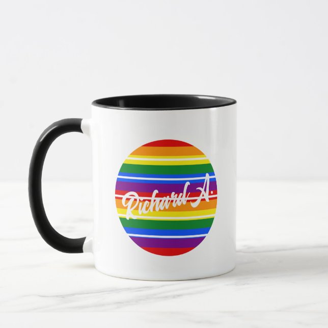 Caneca Nome personalizado Rainbow Pride Coffee (Esquerda)