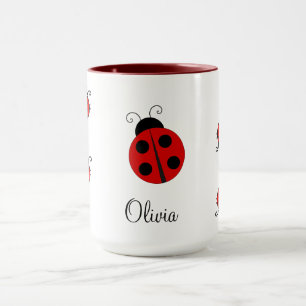 Caneca Nome Personalizado Red LadyBug