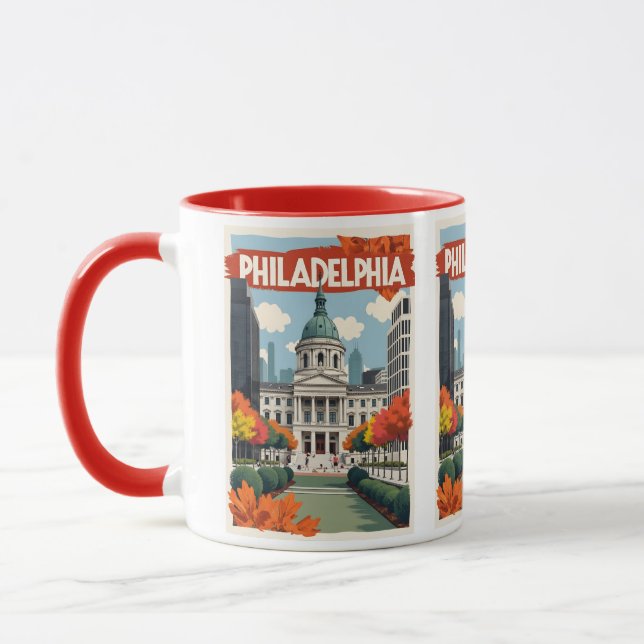 Caneca Nome Personalizado Retro Philadelphia (Esquerda)
