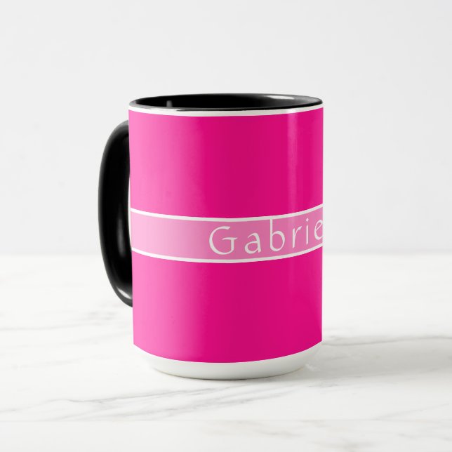 Caneca Nome Personalizado Rosa Simples (Frente Esquerda)