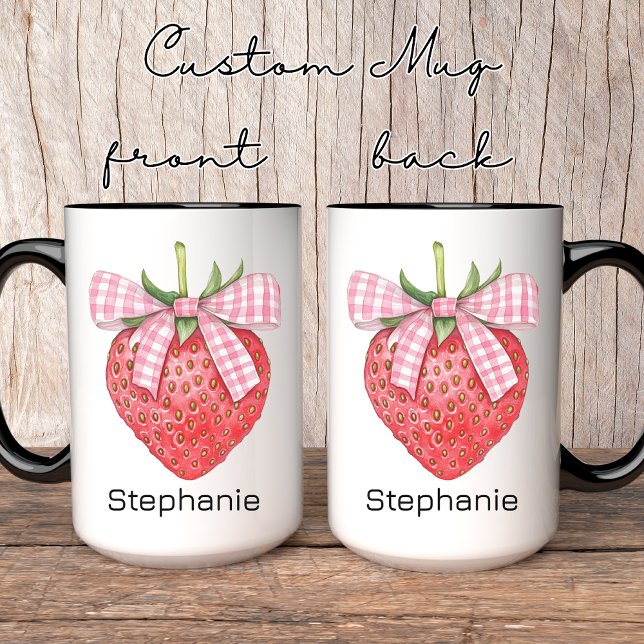 Caneca Nome personalizado Strawberry Mug, Presente de Ani (strawberry coquette mug, custom name mug, personalized strawberry mug, mug for her, birthday gift)