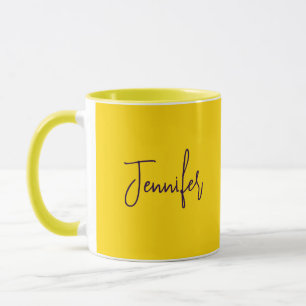 Caneca Nome personalizado texto púrpura amarelo