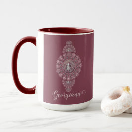 Caneca Nome Personalizado Whimsical Snowman Mandala Ornam