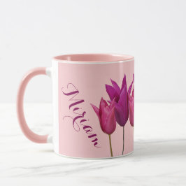 Caneca Nome personalizável Miriam bonito tulipa rosa flor