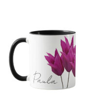 Nome personalizável Paula bonito tulipas cor-de-ro