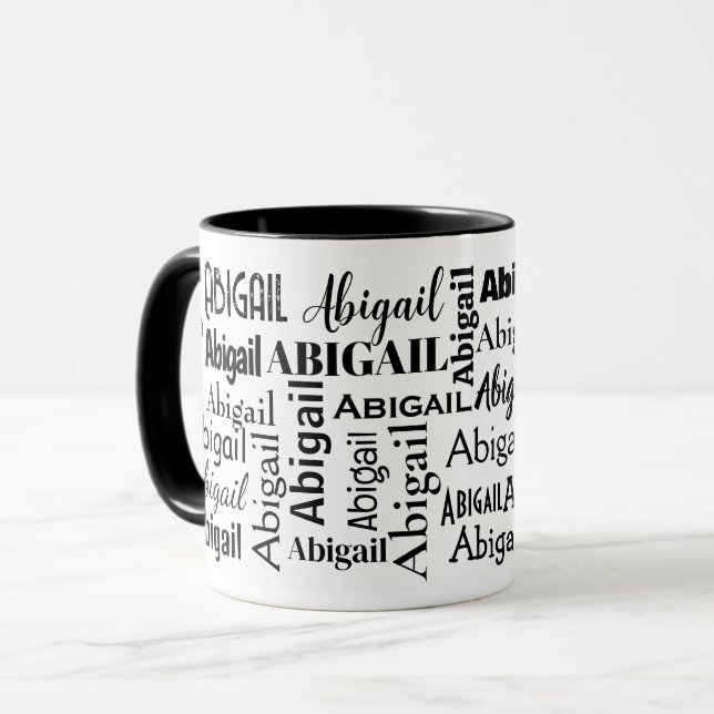 Caneca Nome preto ABIGAIL em branco (Frente Esquerda)