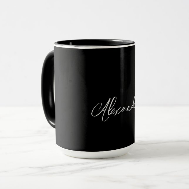 Caneca Nome Próprio Escrito Manuscrito Minimalista Preto (Frente Esquerda)