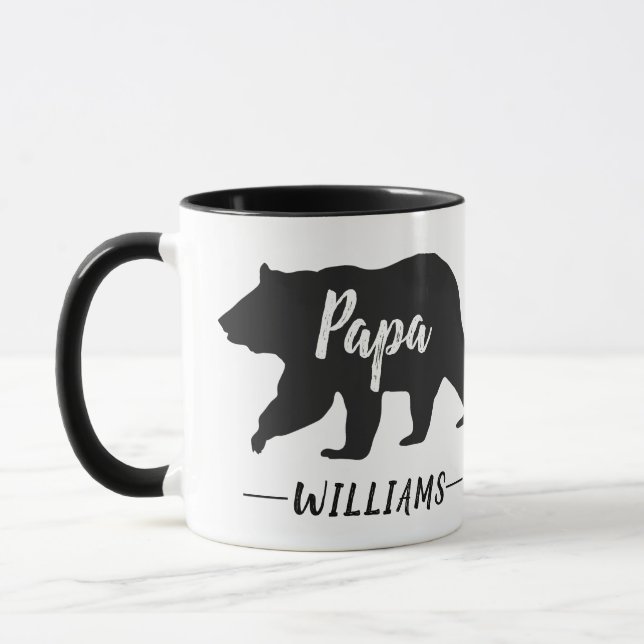 Caneca Nome Rustic Papa Bear Monograma (Esquerda)