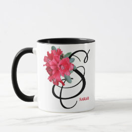 Caneca Nome SARAH personalizável diversão floral vermelha