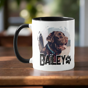 Caneca Nome Simples Moderno e Foto de Pet Grunge Legal