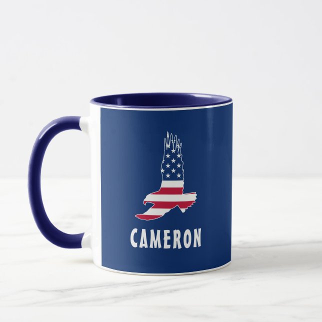 Caneca Nome USA Flag American Eagle America 4 De Julho (Esquerda)