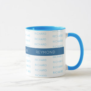 Caneca nomeia primeiro e último o azul elegante da