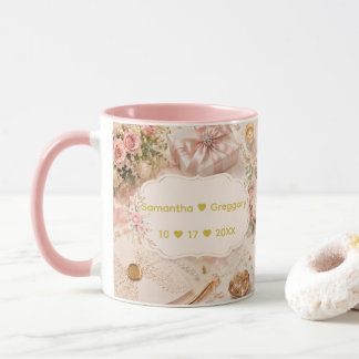 Caneca Nomes de Casais Casamento/Aniversário Elegante Cas