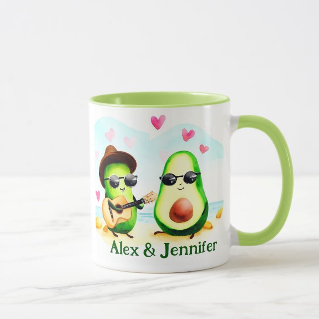 Caneca Nomes de Casal Avocado Personalizados (Direita)
