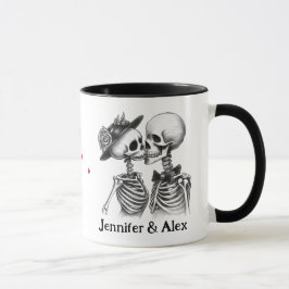Caneca Nomes de Casal de Esqueleto Personalizados