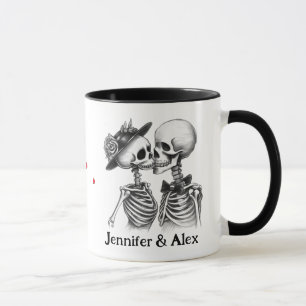 Caneca Nomes de Casal de Esqueleto Personalizados