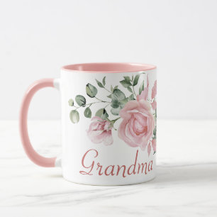 Caneca Nomes de Crianças Florais 4, Rosas Rosa Personaliz
