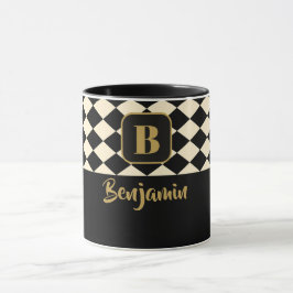 Caneca Nomes Personalizados do Duo Geo Black & Ivory Crea