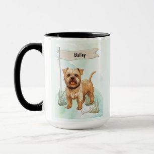 Caneca Norfolk Terrier Aquarela Cachorro Personalizado