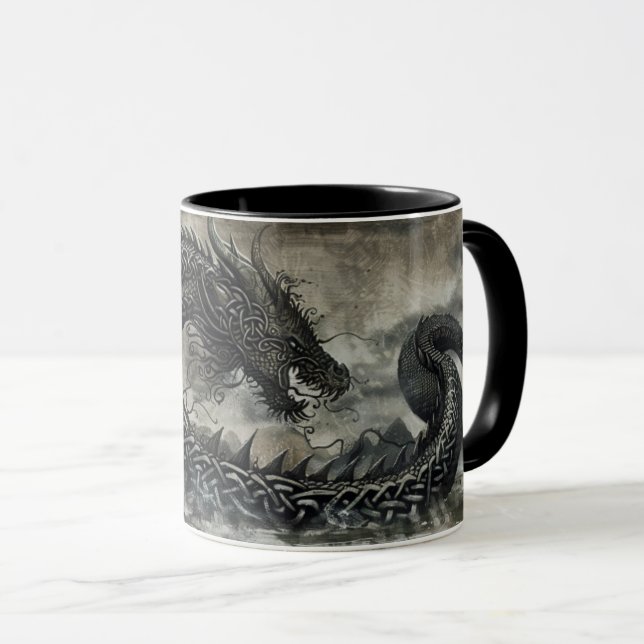 Caneca Norse Dragon Viking Samhain Halloween (Frente Esquerda)