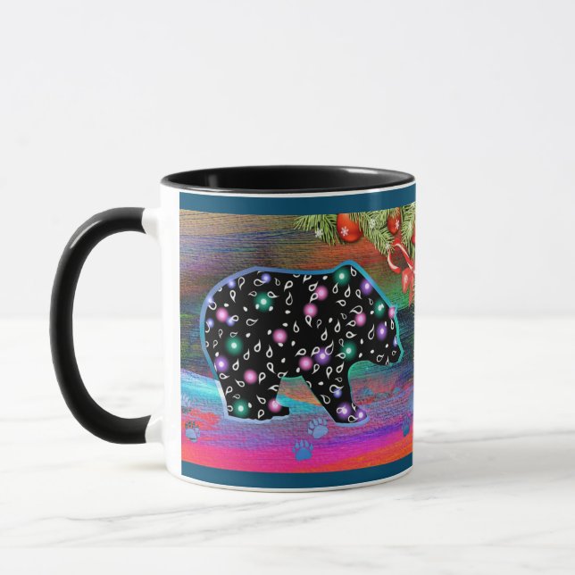 Caneca Norte de Espírito Urso Negro Cores Claras Natal (Esquerda)