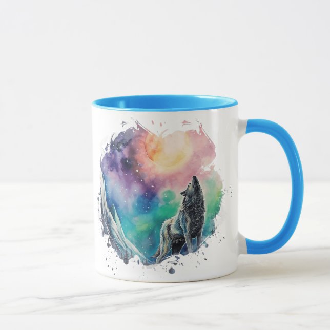 Caneca Norte Luz Mystic Wolf multicolor watercolor (Direita)