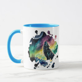 Caneca Norte Luz Mystic Wolf multicolor watercolor