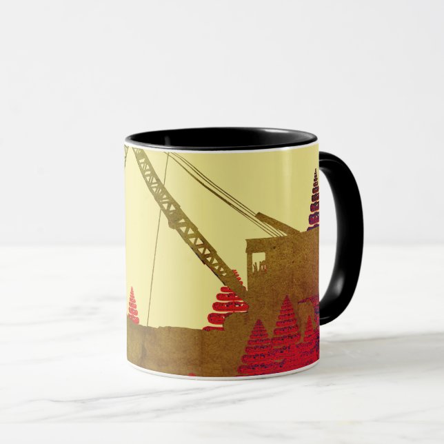 Caneca Northwest Crane and Shovel OPERANDO arte de ENGENH (Frente Esquerda)