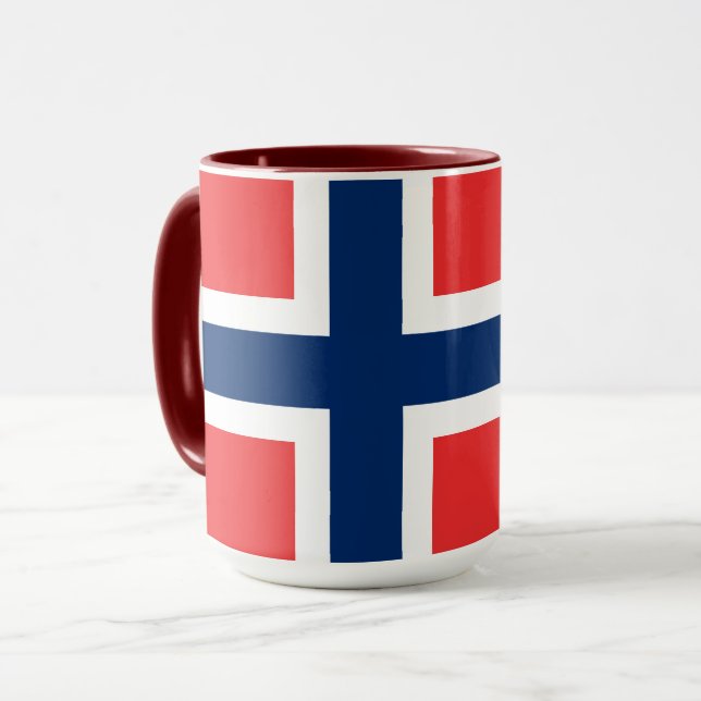 Caneca Noruega, pavilhão norueguês, com casaco de armas (Frente Esquerda)