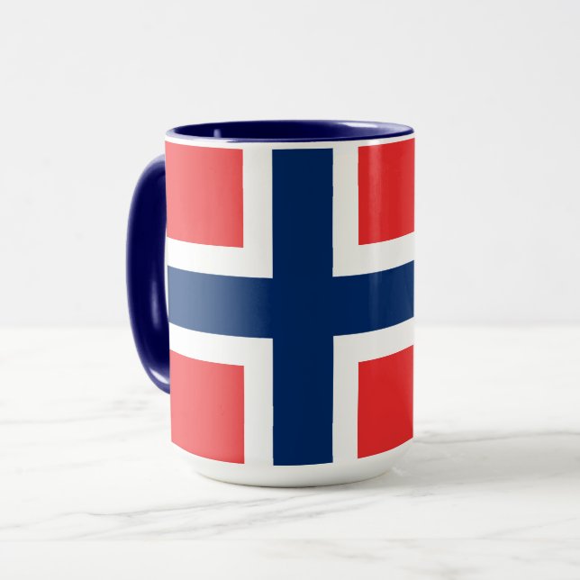 Caneca Noruega, pavilhão norueguês, com casaco de armas (Frente Esquerda)