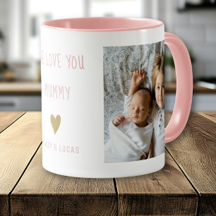 Caneca Nós Amamos Você Mamãe 2 Foto Personalizado Rosa