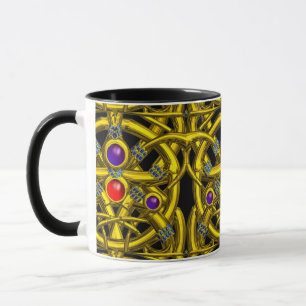 Caneca NÓS CELTICOS abstrato DOURADOS COM GEMSTONAS