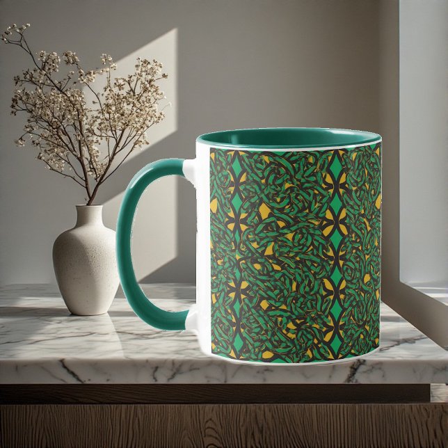 Caneca Nós Eternos Arte Abstrata Herança Celta Irlandesa  (Eternal Knots Celtic Heritage Abstract Art Irish Mug)