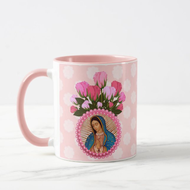 Caneca Nossa Senhora de Guadalupe Rosas Rosa (Esquerda)