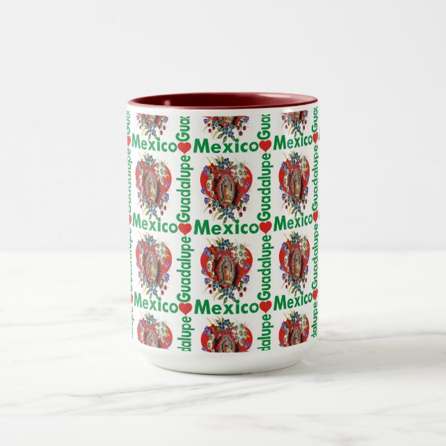 Caneca Nossa Senhora de Guadalupe, Virgem Maria Aztec Mex (Centro)