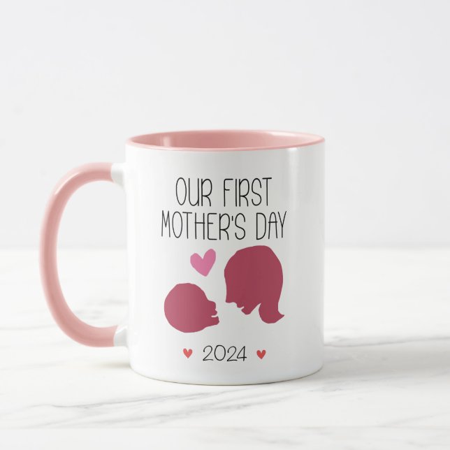 Caneca Nosso Primeiro Dia das Mães Mãe Primeriza Personal (Esquerda)