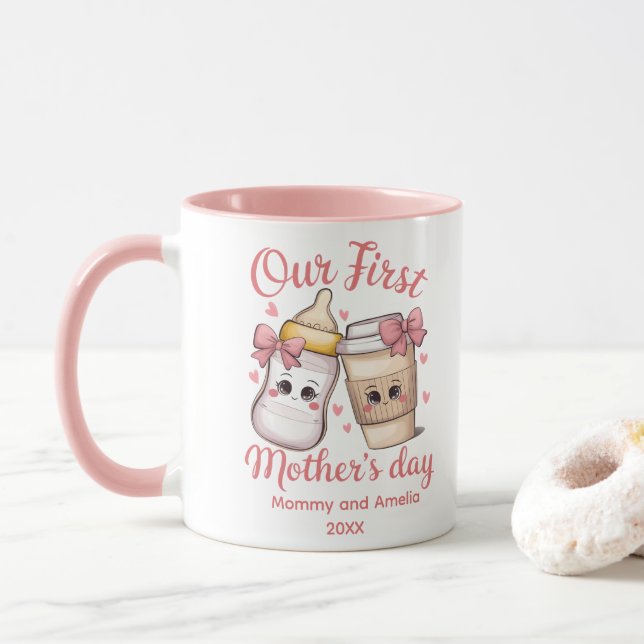 Caneca Nosso primeiro Dia de as mães (Com Donut)