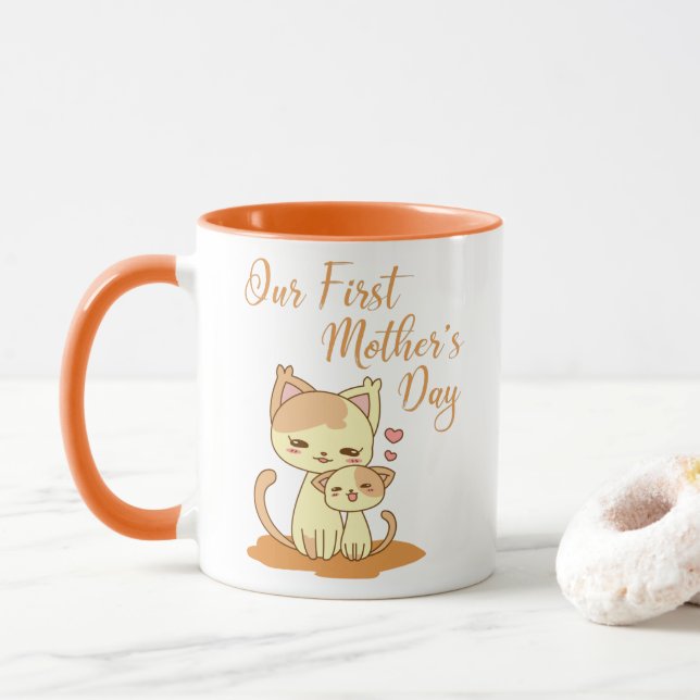 Caneca Nosso primeiro dia de as mães (Com Donut)