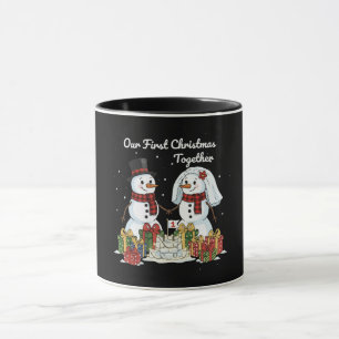 Caneca Nosso Primeiro Natal Juntos Boneco de Neve Recém
