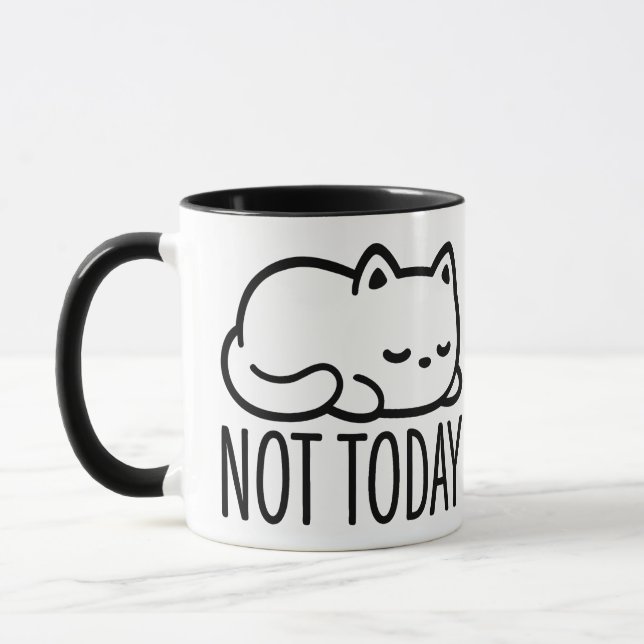 Caneca "NOT TODAY" Minimalist Sleepy Cat Mug (Esquerda)