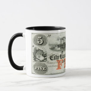 Caneca Nota de 5 Dólares em New Haven 1855