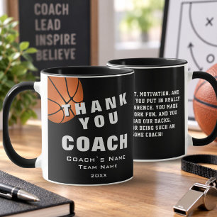 Caneca Nota de Agradecimento ao Treinador de Basquete Bol
