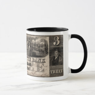 Caneca Nota de Três Dólares do Lafayette Bank 1837