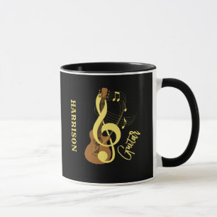 Caneca Notas de Música Acústica de Violão Personalizadas